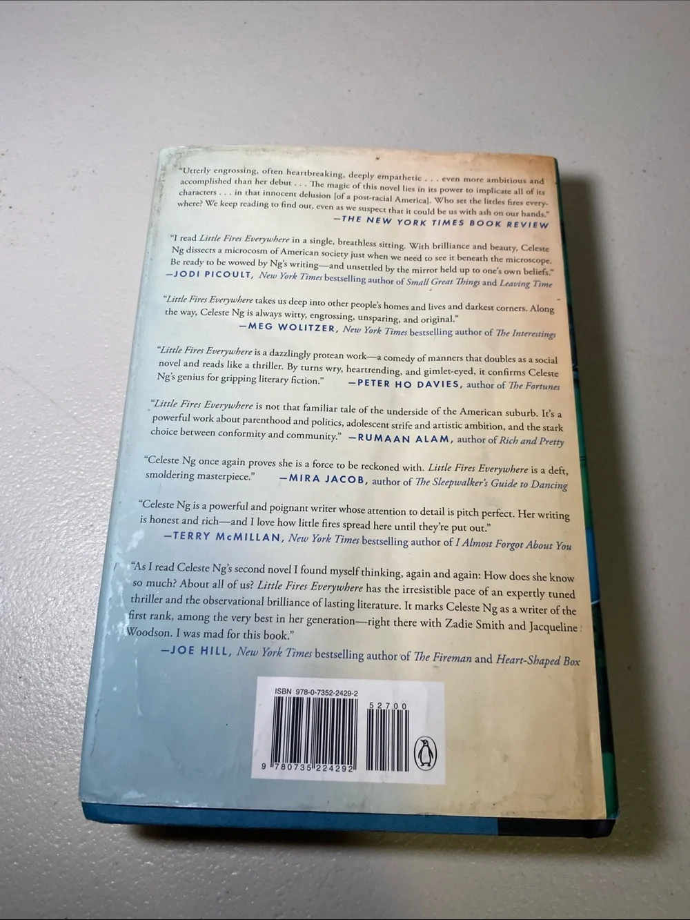Celeste Ng Little Fires Everywhere Hardcover in Teal & Blue